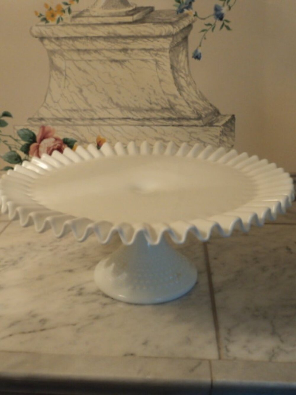 vintage milk glass cake stand~ Fenton